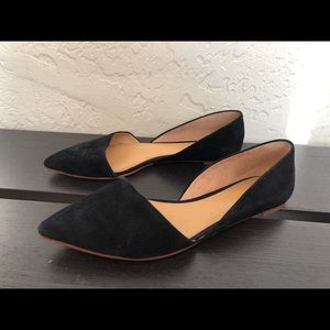 J Crew Black Pointed Suede Flats